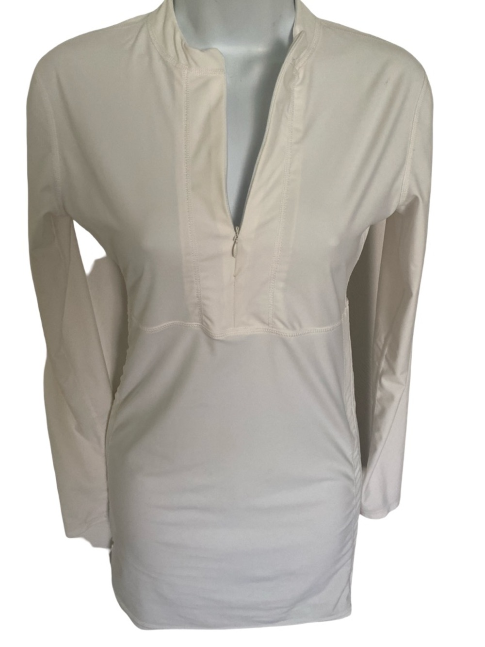 Ili Shop Sleeve Zip V-Neck Dress - XS white , nylon tie sides
